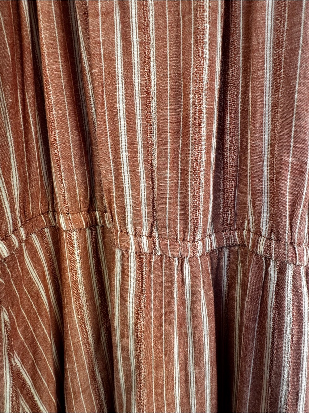 Old Navy Rust Striped Linen Blend Maxi Dress Medium Boho Cottagecore Summer - Picture 7 of 14